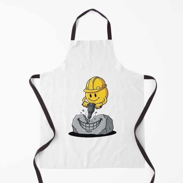 Item preview, Yellow Smiley Construction Worker Jackhammering Rock Smile designed and sold by Rare By Hero.