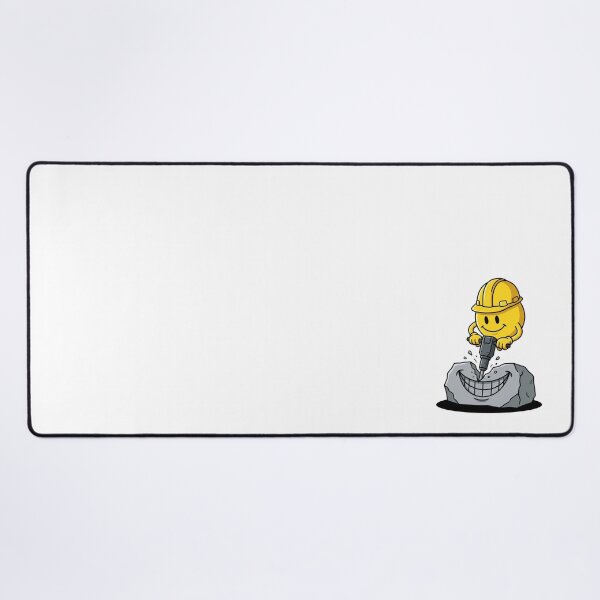 Item preview, Yellow Smiley Construction Worker Jackhammering Rock Smile designed and sold by Rare By Hero.