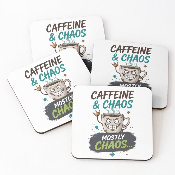 Item preview, Caffeine & Chaos – Mostly Chaos Funny Coffee Design designed and sold by Inky Accessories.