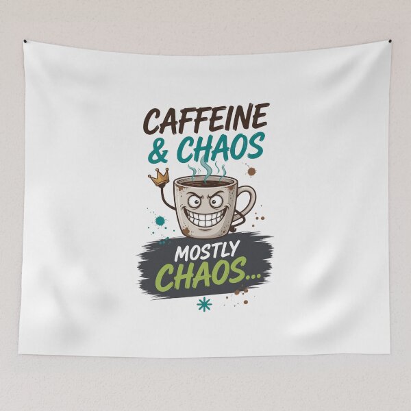 Item preview, Caffeine & Chaos – Mostly Chaos Funny Coffee Design designed and sold by Inky Accessories.