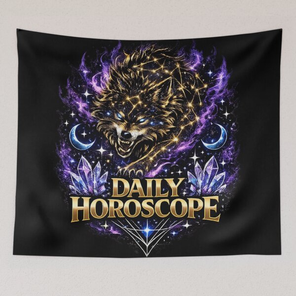 Item preview, Mystical Wolf Zodiac Daily Horoscope Astrology Cosmic Design designed and sold by irfanshikh.