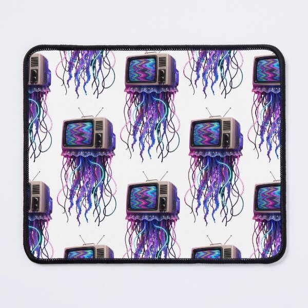 Item preview, Synthwave TV Jellyfish Cyberpunk Glitch Art designed and sold by Bhinfy.