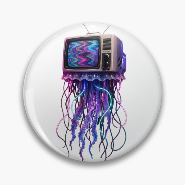 Item preview, Synthwave TV Jellyfish Cyberpunk Glitch Art designed and sold by Bhinfy.