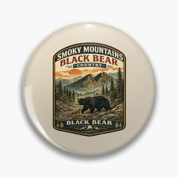 Item preview, Smoky Mountains Black Bear Retro Badge | Vintage National Park Wildlife designed and sold by Globalcitytees.
