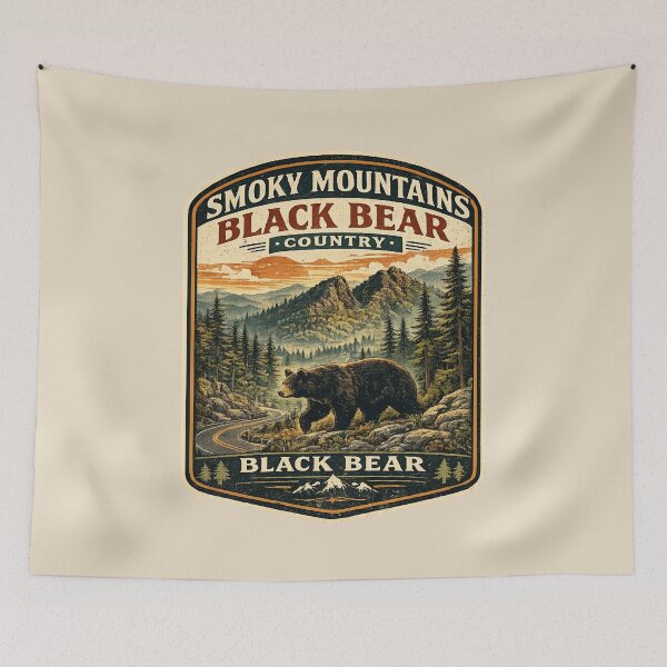Item preview, Smoky Mountains Black Bear Retro Badge | Vintage National Park Wildlife designed and sold by Globalcitytees.