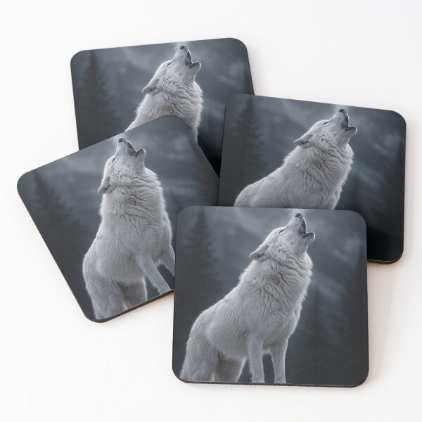 Item preview, Mystical White Wolf Howling in Night Forest designed and sold by Vaelia.