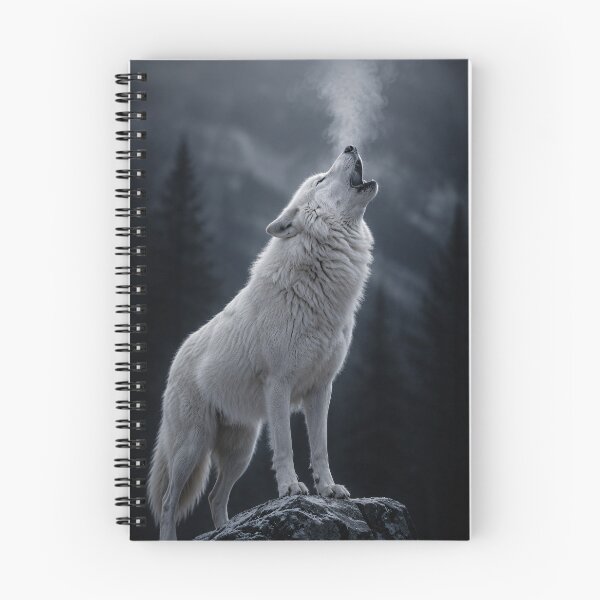 Item preview, Mystical White Wolf Howling in Night Forest designed and sold by Vaelia.