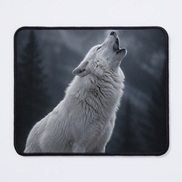 Item preview, Mystical White Wolf Howling in Night Forest designed and sold by Vaelia.