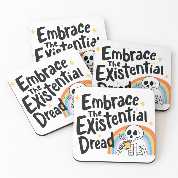 Item preview, Embrace the Existential Dread Funny Skeleton Mental Health Quote designed and sold by BrownHorse90s.
