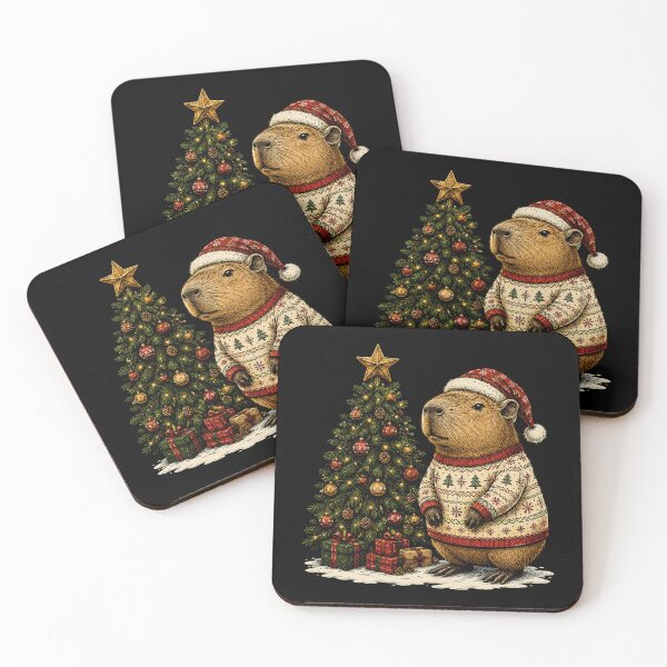 Item preview, Capybara with santa hat Christmas Tree Winter Animals   designed and sold by SOUFIANE1991.