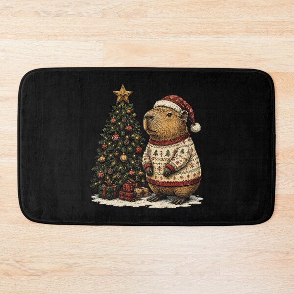Item preview, Capybara with santa hat Christmas Tree Winter Animals   designed and sold by SOUFIANE1991.