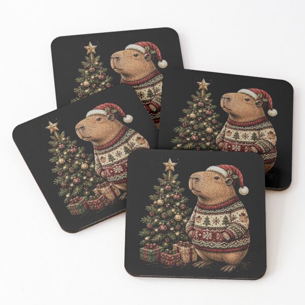 Item preview,  Capybara with santa hat Christmas Tree Winter Animals   designed and sold by SOUFIANE1991.