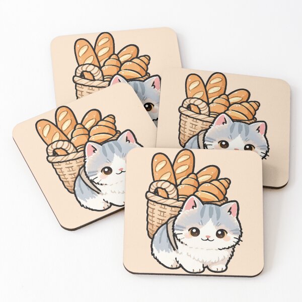 Item preview, Cute Cat with French Bread Basket | Kawaii Bakery Kitty T-Shirt designed and sold by Nuttajak.