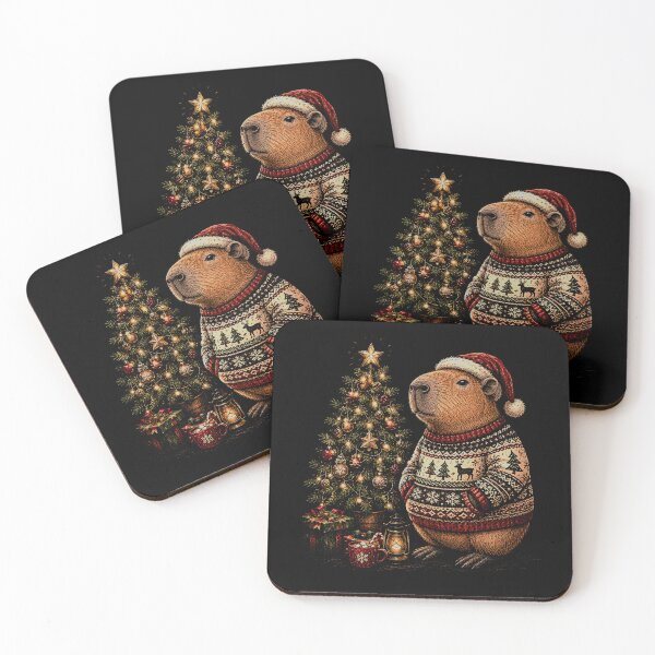 Item preview,  Capybara with santa hat Christmas Tree Winter Animals   designed and sold by SOUFIANE1991.