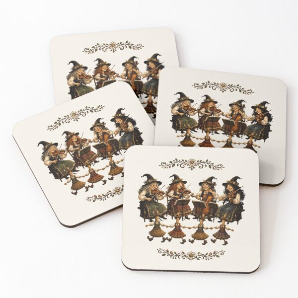 Item preview, Four Witches Playing Folk Music – Fantasy Illustration designed and sold by Alpine-Ink.