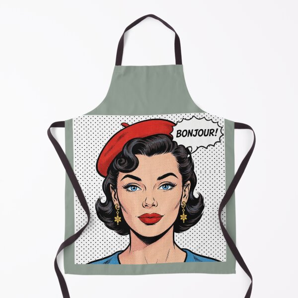 Item preview, Bonjour! Red Beret Pop Art French Woman Comic Vintage designed and sold by MAISON SYLVIE.