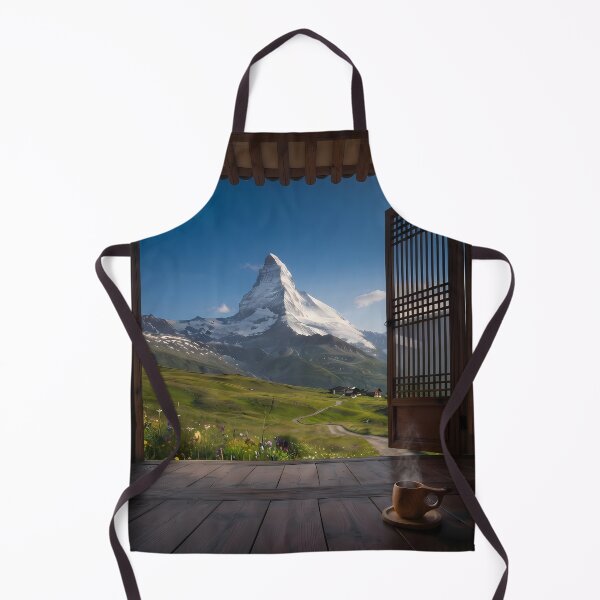 Item preview, Hanok Window to the World: Swiss Alps & Matterhorn | Peaceful Morning Coffee Fine Art Print designed and sold by SOOstudio73.