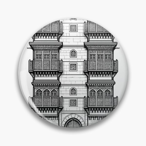 Item preview, Al-Balad Historic District Jeddah Saudi Arabia | Hijazi Architecture Vector Art designed and sold by DesertInkArt.
