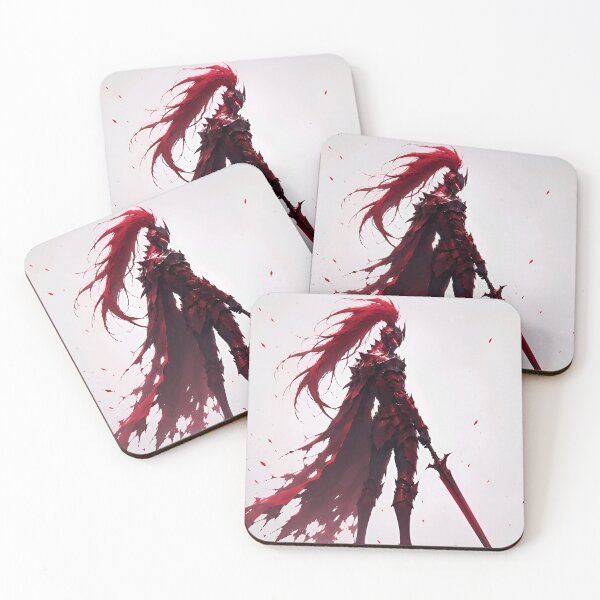 Item preview, Crimson Dark Knight – Red Warrior with Long Hair and Greatsword designed and sold by Dyan4.