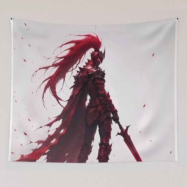 Item preview, Crimson Dark Knight – Red Warrior with Long Hair and Greatsword designed and sold by Dyan4.
