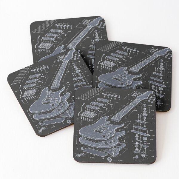 Item preview, Electric guitar exploded view – Blueprint Design designed and sold by Sunset Syndicate.