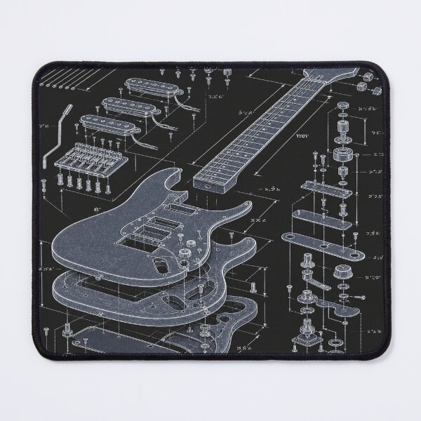 Item preview, Electric guitar exploded view – Blueprint Design designed and sold by Sunset Syndicate.