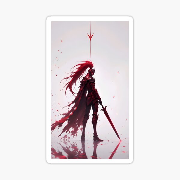 Item preview, Crimson Dark Knight – Red Warrior with Long Hair and Greatsword designed and sold by Dyan4.