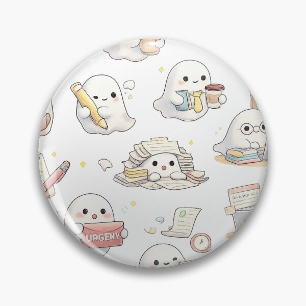 Item preview, Cute Kawaii Working Ghost Office Laptop Desk Aesthetic designed and sold by Rehnair.