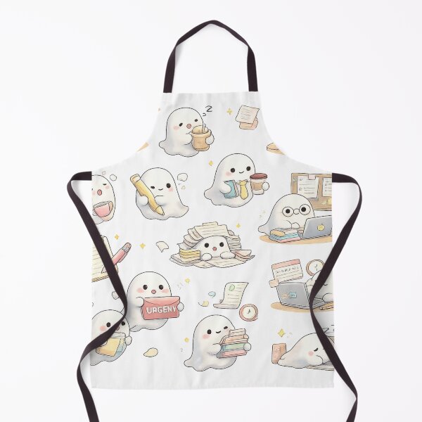 Item preview, Cute Kawaii Working Ghost Office Laptop Desk Aesthetic designed and sold by Rehnair.