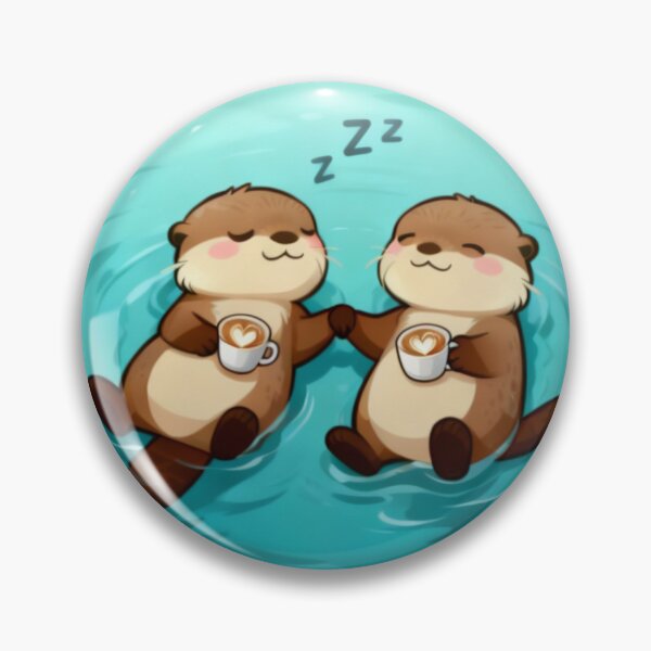 Item preview, Sleepy Otters Holding Hands designed and sold by otterbean.
