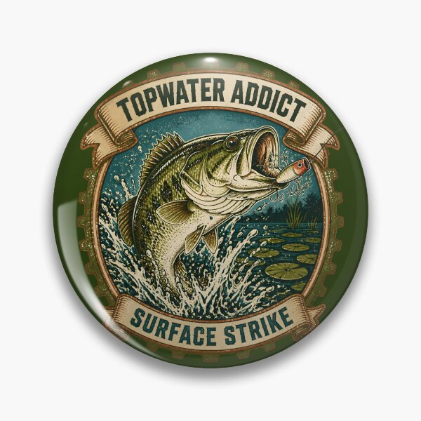 Item preview, Topwater Addict Bass Fishing - Vintage Surface Strike Emblem designed and sold by ThirdShiftLab.