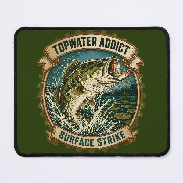 Item preview, Topwater Addict Bass Fishing - Vintage Surface Strike Emblem designed and sold by ThirdShiftLab.