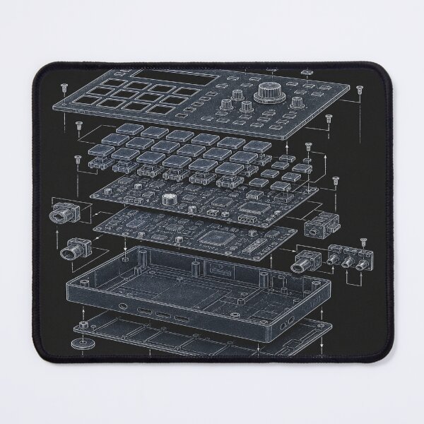 Item preview, Drum Machine Exploded View – Blueprint Design designed and sold by Sunset Syndicate.