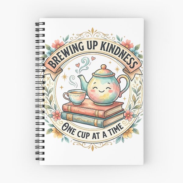 Item preview, Brewing Up Kindness Tea Books Cottagecore Vintage Tee designed and sold by SivaStudios.