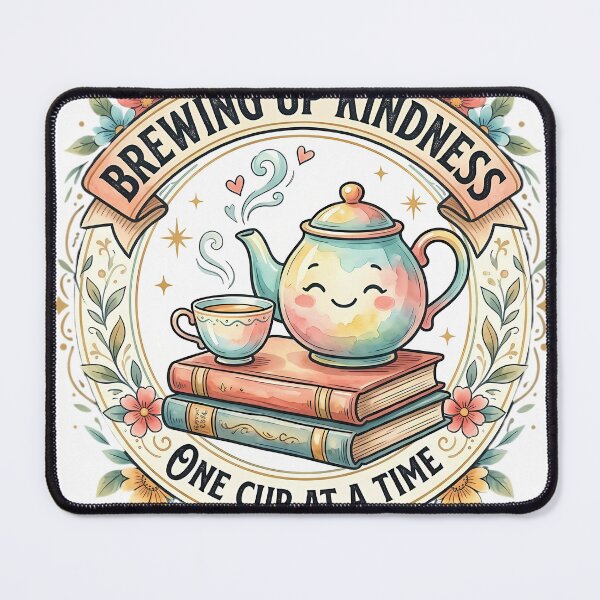 Item preview, Brewing Up Kindness Tea Books Cottagecore Vintage Tee designed and sold by SivaStudios.