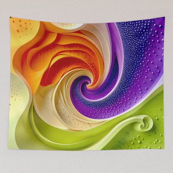 Item preview, Colorful Spiral Abstraction in Purple Orange Green designed and sold by Vicky Brago-Mitchell®.