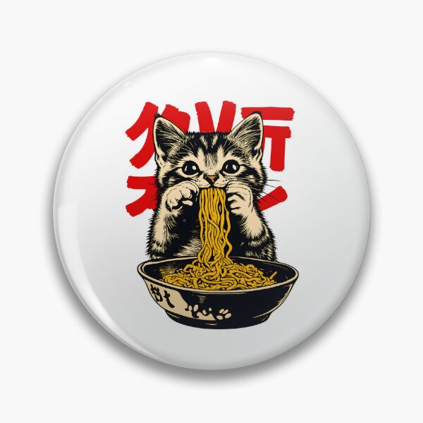 Item preview, Retro Cat Eating Ramen designed and sold by yobochart.
