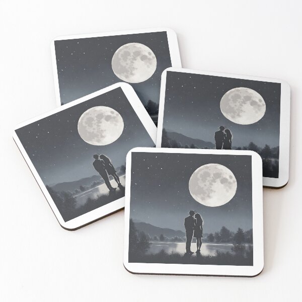 Item preview, Moonlit Romance Couple | Night Sky Ocean Art | Romantic Moon Design designed and sold by pdesigns12.