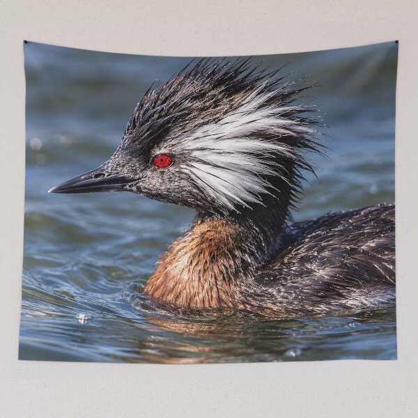 Item preview, White Tufted Grebe with Red Eye (AI) designed and sold by nikkolaus.