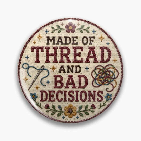 Item preview, Made of Thread and Bad Decisions – Funny Embroidery Quote designed and sold by Tobull.