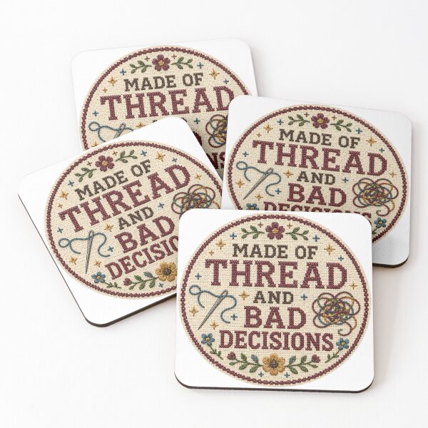 Item preview, Made of Thread and Bad Decisions – Funny Embroidery Quote designed and sold by Tobull.