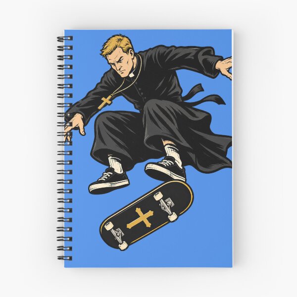 Item preview, Skateboarding Priest – Retro Skate Punk Cartoon designed and sold by obstinator.