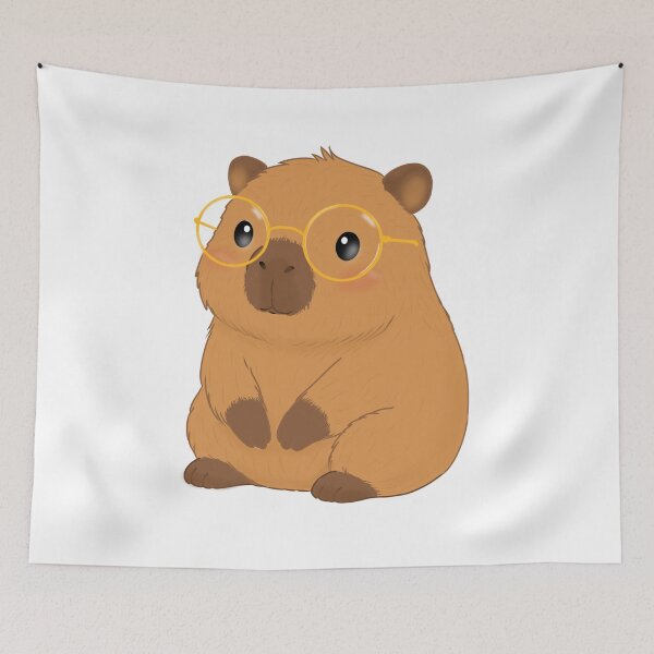 Item preview, Cute Capybara with Glasses | Kawaii Sitting Capybara designed and sold by FennyWijayaMomo.