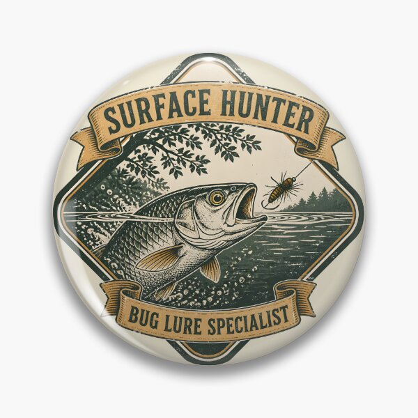 Item preview, Surface Hunter Chub Fishing - Vintage Bug Lure Emblem designed and sold by ThirdShiftLab.