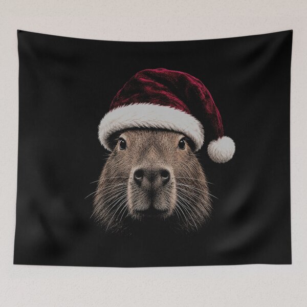 Item preview, Cute Capybara in Santa Hat-Merry Christmas Capybara designed and sold by SOUFIANE1991.