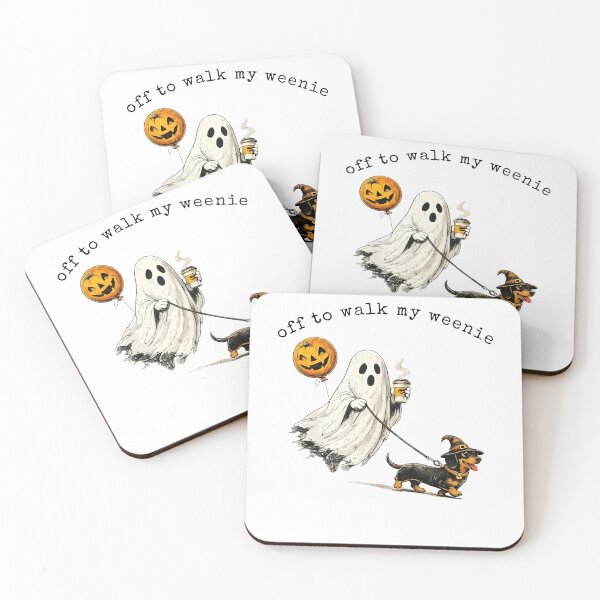 Item preview, Off To Walk Weenie Halloween Ghost Dachshund designed and sold by cosettacir6382.
