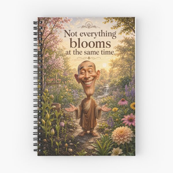 Item preview, Time To Bloom Happy Monk In Wildflower Garden designed and sold by The Brother Wu Collection.