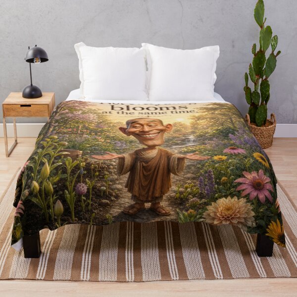 Item preview, Time To Bloom Happy Monk In Wildflower Garden designed and sold by The Brother Wu Collection.
