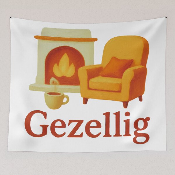 Item preview, Gezellig Dutch Word Cozy Fireplace Aesthetic Art designed and sold by RDproject.