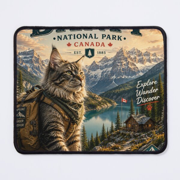 Item preview, Maine Coon Banff National Park Canada Adventure Cats™ Vintage Mountain Travel Design designed and sold by TeeVibeHaus.